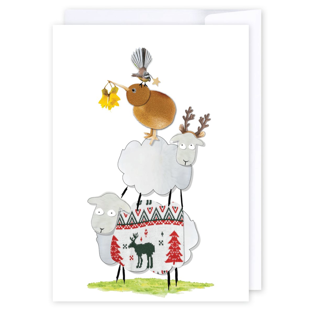 Kiwi Animal Tree: NZ Made Greeting Card, Christmas, Jandal & Ink, New by iCandy Publishing