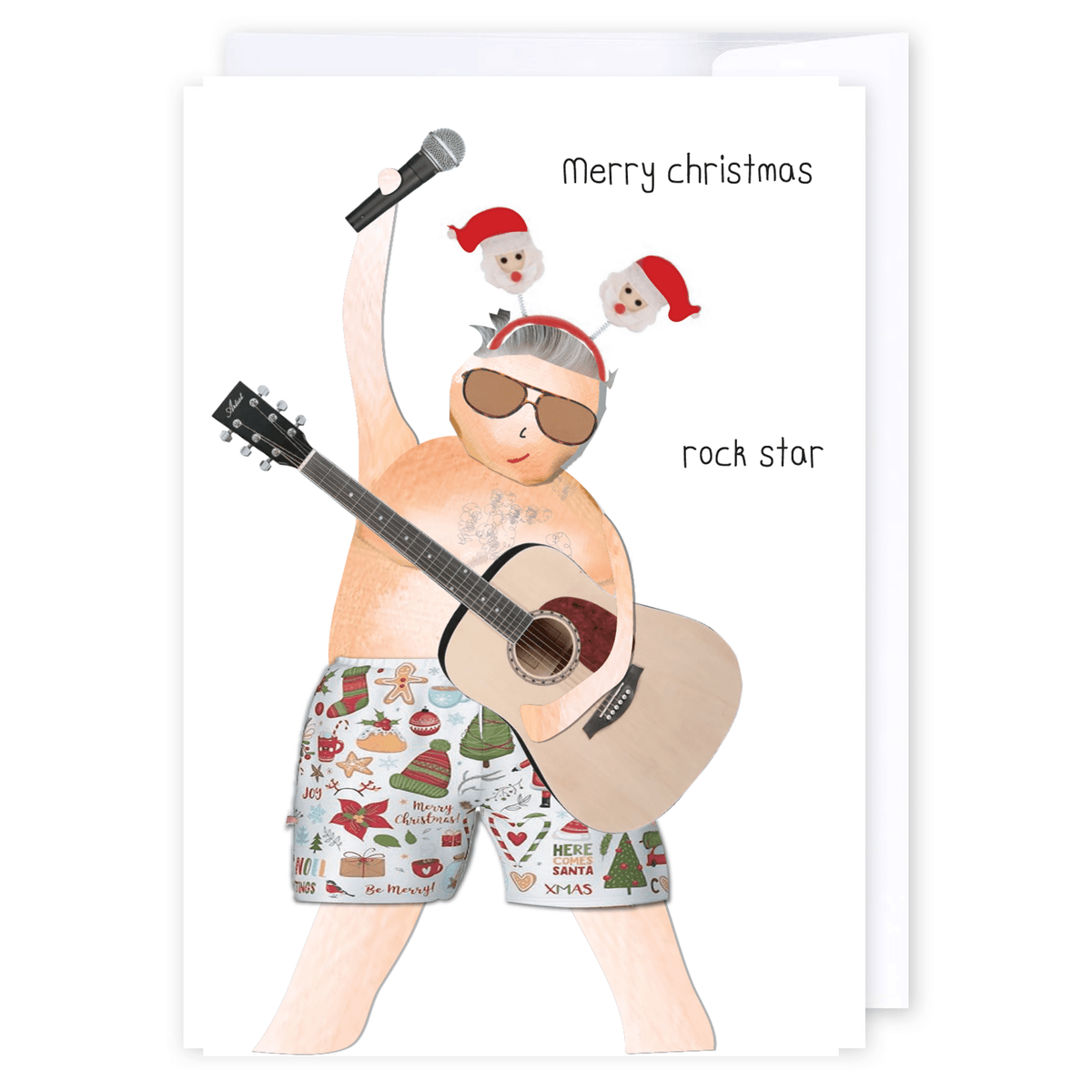 Merry Christmas Rock Star: NZ Made Greeting Card, Christmas, Hilda & Co., Kiwiana by iCandy Publishing