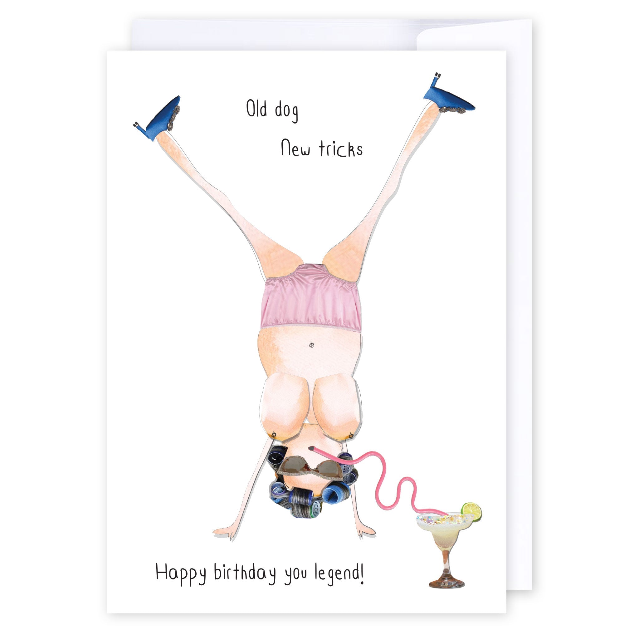Old dog, new tricks legend: NZ Made Greeting Card, Birthday, Fun, Hilda & Co. by iCandy Publishing