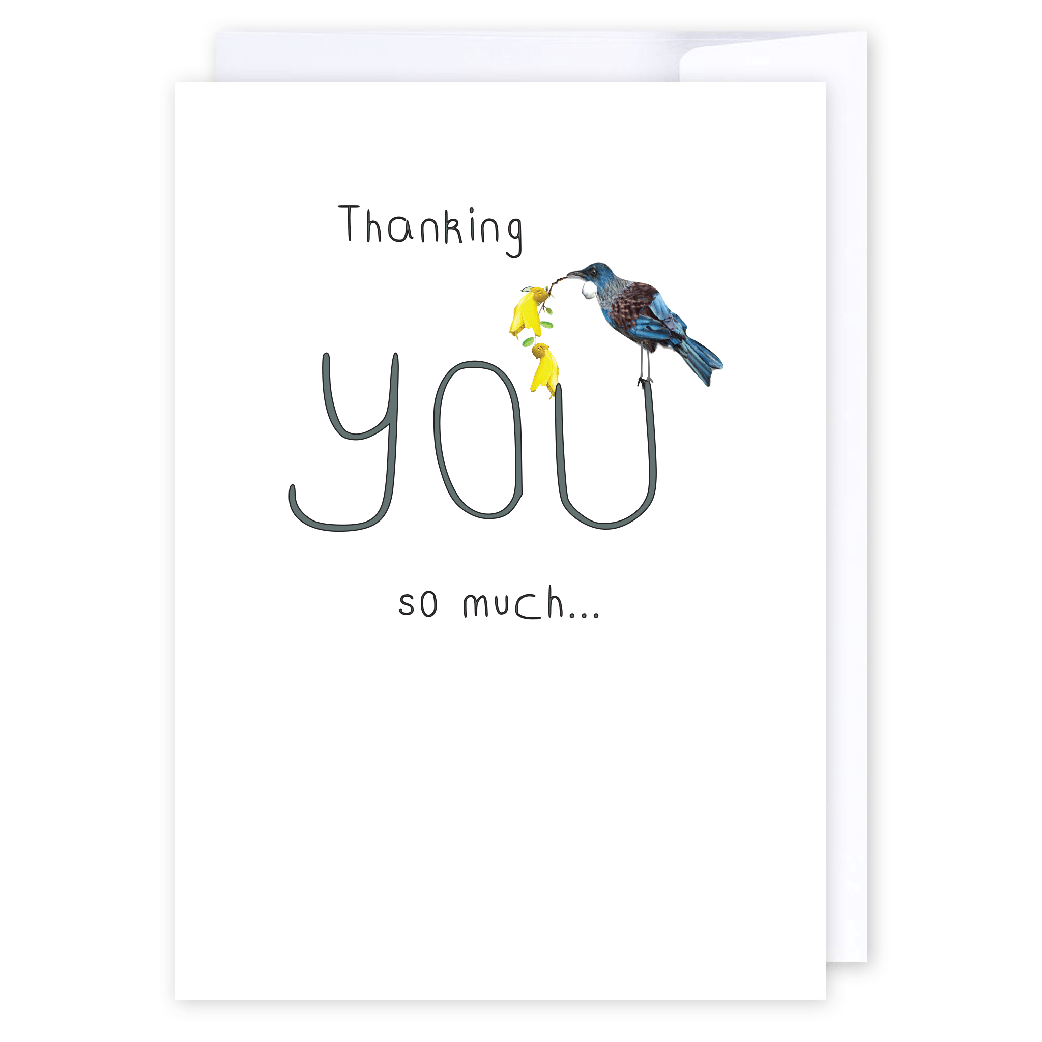 Thank you Tui: NZ Made Greeting Card, Appreciation, Jandal & Ink, Kiwiana by iCandy Publishing