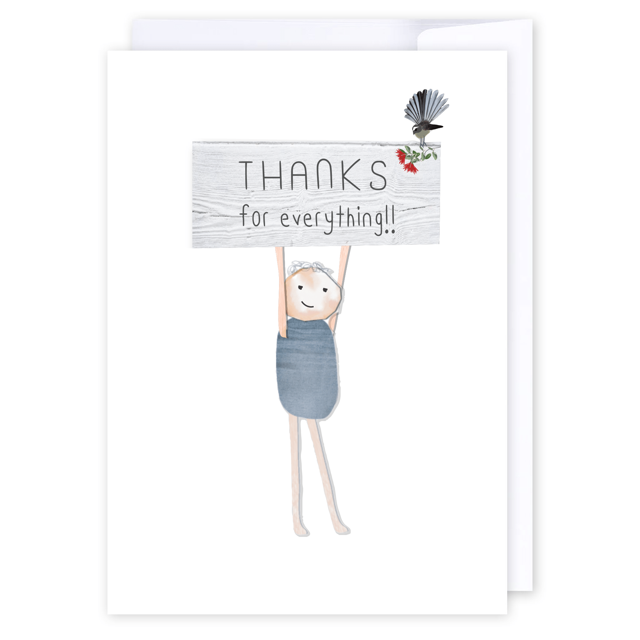 Thanks for everything sign: NZ Made Greeting Card, Appreciation, Best sellers, Jandal & Ink by iCandy Publishing