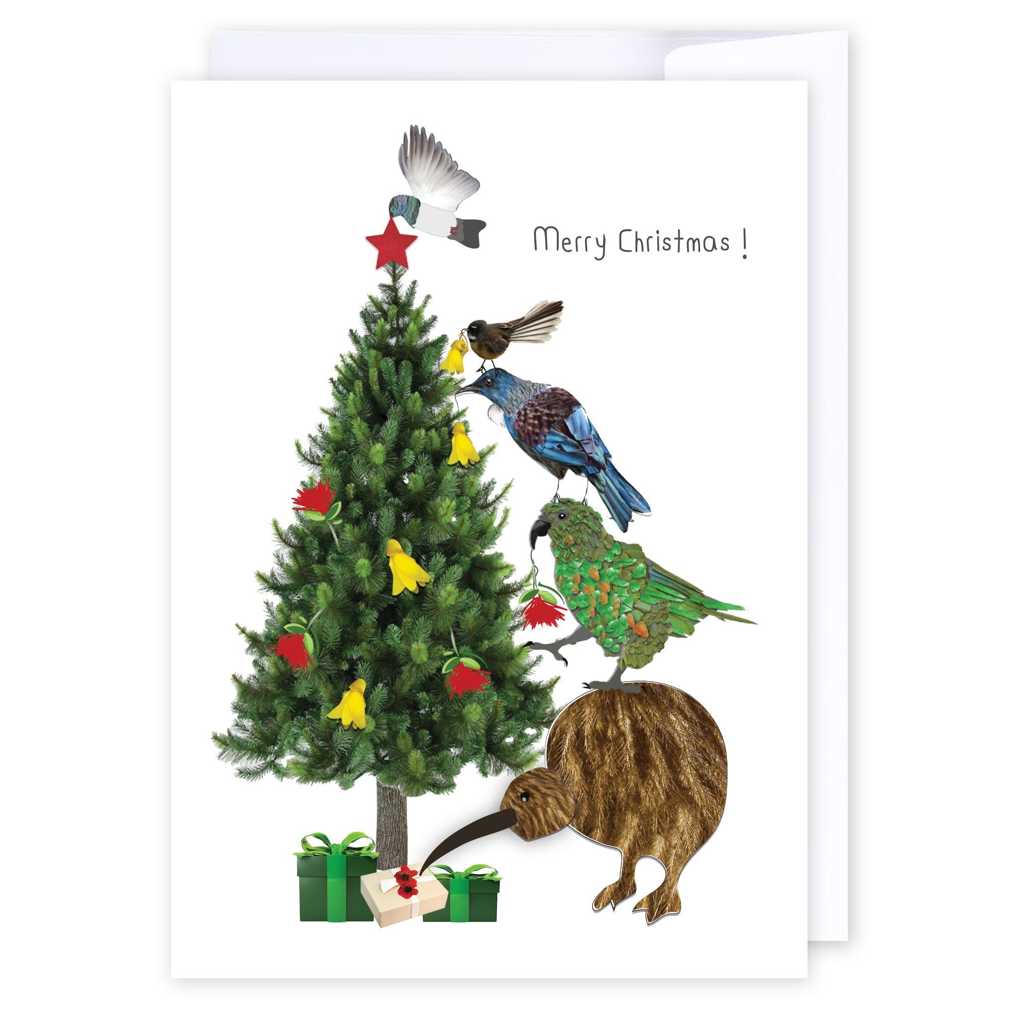 NZ birds decorating tree