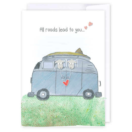 All roads lead to you: NZ Made Greeting Card, Jandal & Ink, Love, New by iCandy Publishing