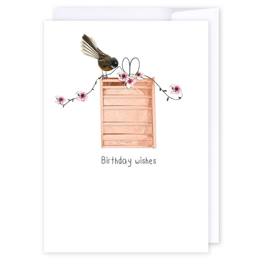 Birthday wishes Fantail: NZ Made Greeting Card, Birthday, Jandal & Ink, Kiwiana by iCandy Publishing