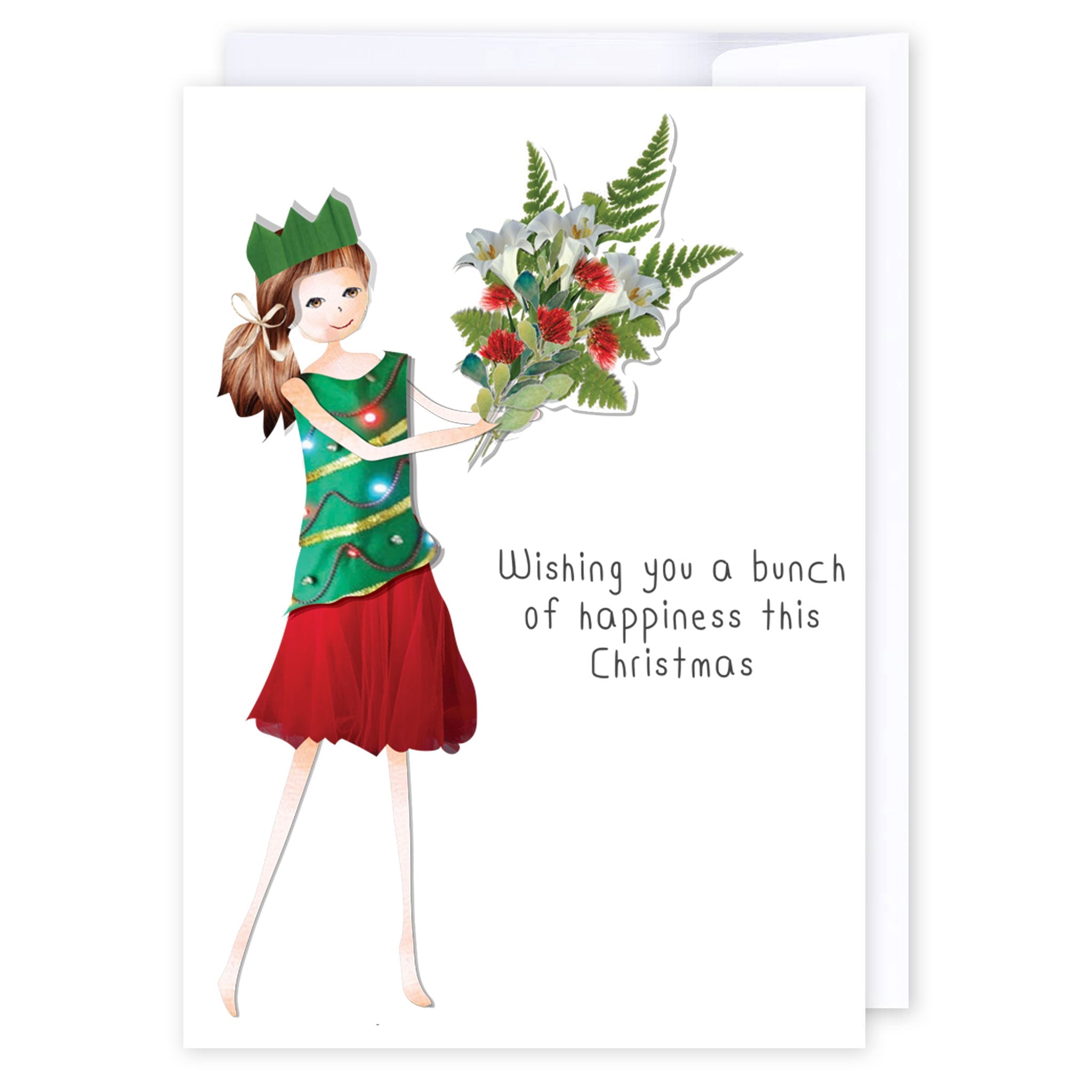 Bunch Of Happiness This Christmas: NZ Made Greeting Card, Christmas, Kiwiana, by iCandy Publishing