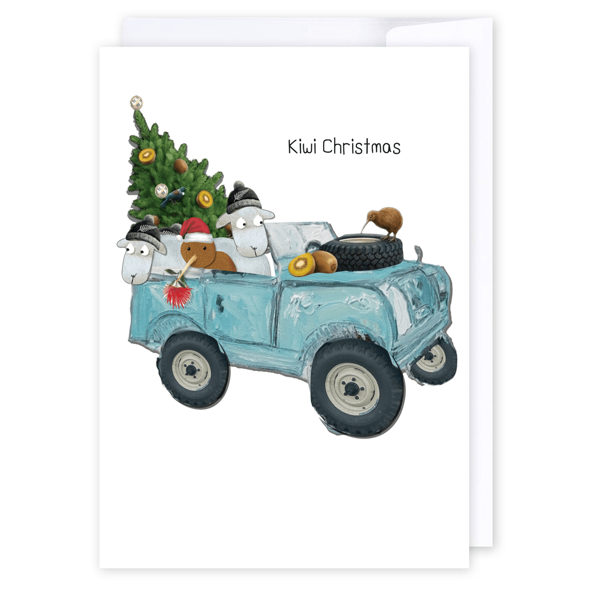 Christmas Kiwiana Landie: NZ Made Greeting Card, Christmas, Jandal &amp; Ink, New by iCandy Publishing