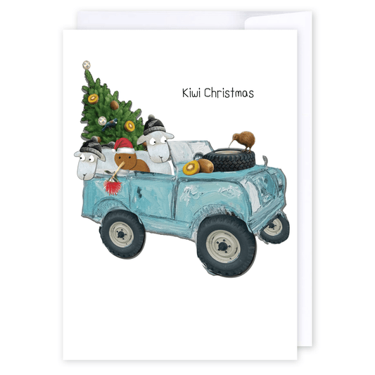 Christmas Kiwiana Landie: NZ Made Greeting Card, Christmas, Jandal & Ink, New by iCandy Publishing