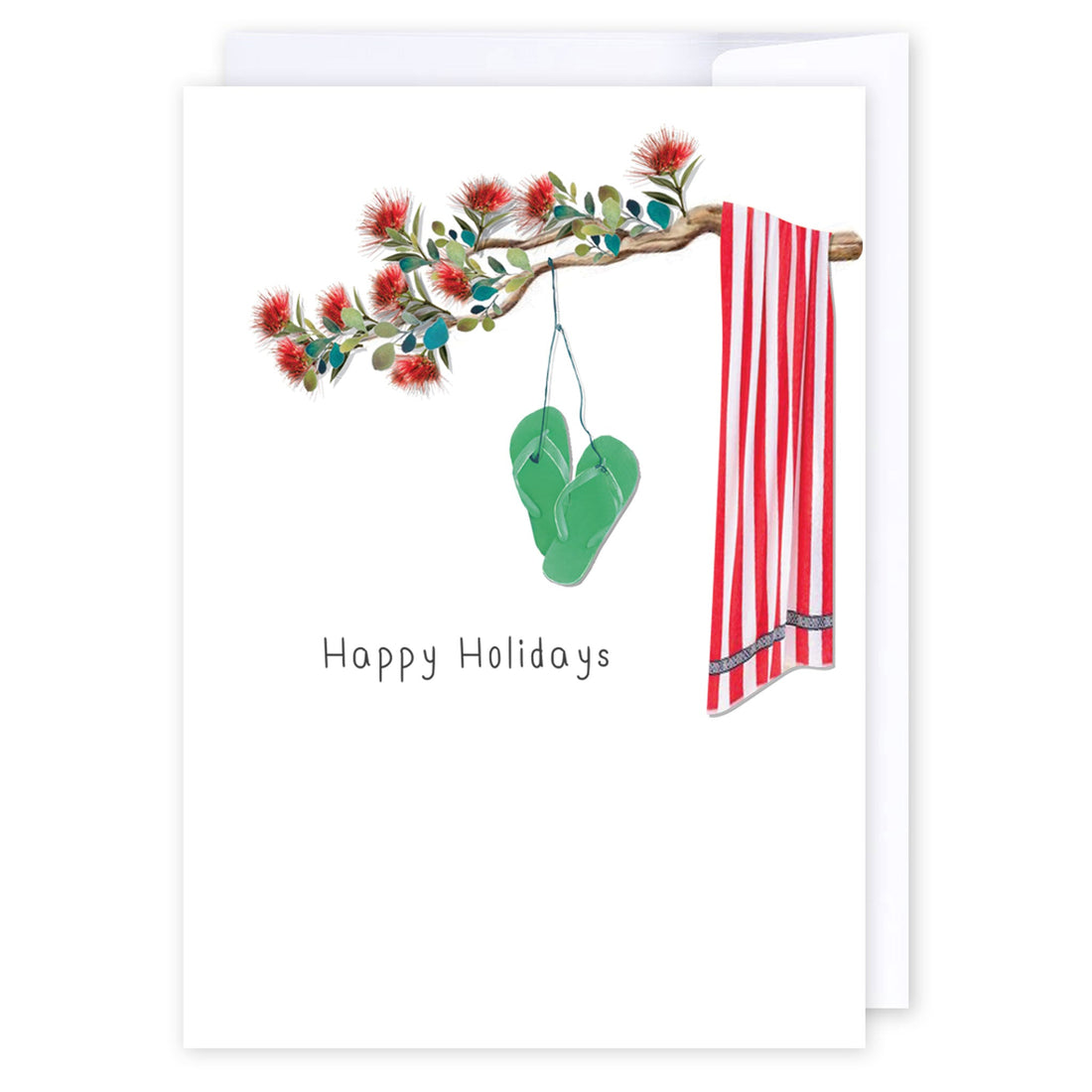 Happy Holidays Jandals: NZ Made Greeting Card, Christmas, Kiwiana, by iCandy Publishing
