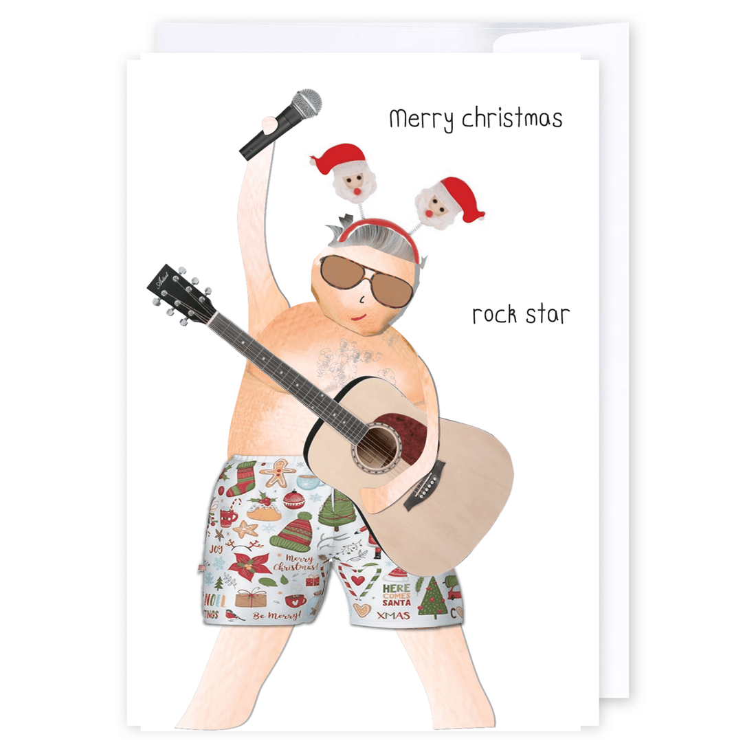 Merry Christmas Rock Star: NZ Made Greeting Card, Christmas, Hilda &amp; Co., Kiwiana by iCandy Publishing