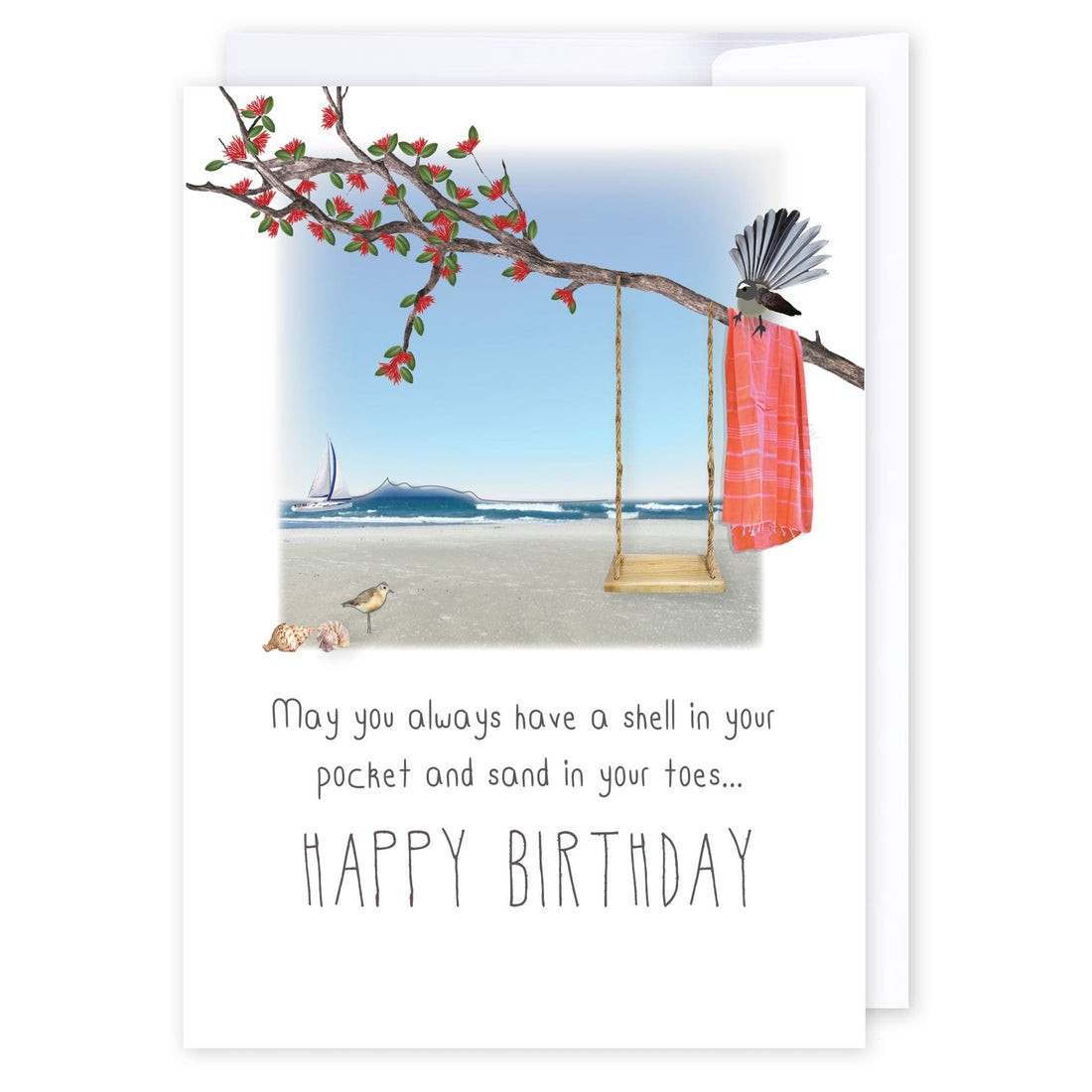 Sand In Your Toes Birthday: NZ Made Greeting Card, Best sellers, Birthday, Jandal &amp; Ink by iCandy Publishing