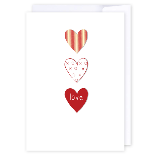 Three tier love hearts: NZ Made Greeting Card, Lisa's letters, Love, by iCandy Publishing
